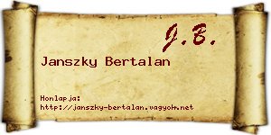 Janszky Bertalan névjegykártya